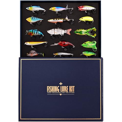 Fishing Lures Kit for Bass, 15PCS Swimbaits Crankbaits Fishing Tackle Set