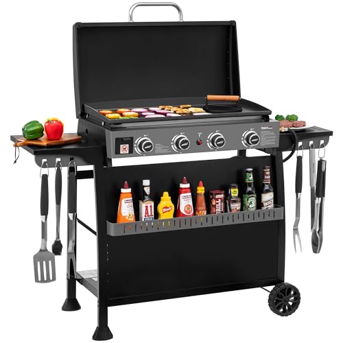 Royal Gourmet PD4001 4 Burner Propane Gas Griddle, Removable Standing Cart