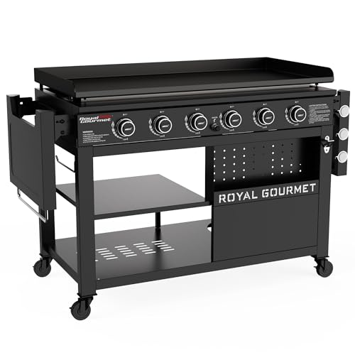Royal Gourmet GB6000 6 Burner Propane Gas Griddle with Folding Side Tables