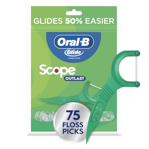 Oral-B Glide Mint Dental Floss Picks with Long Lasting Scope Flavor, 75 Picks