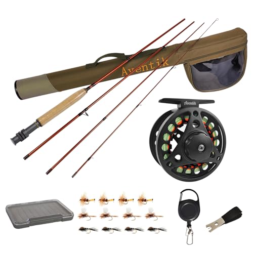 Aventik Extreme Fly Fishing Combo Kit 0/1/2/3/4/5/6 Weight Starter Fly Fishing Rod and Reel Kit Outfit with One Travel Case(9'0'' LW5/6 Fly Rod Kit)