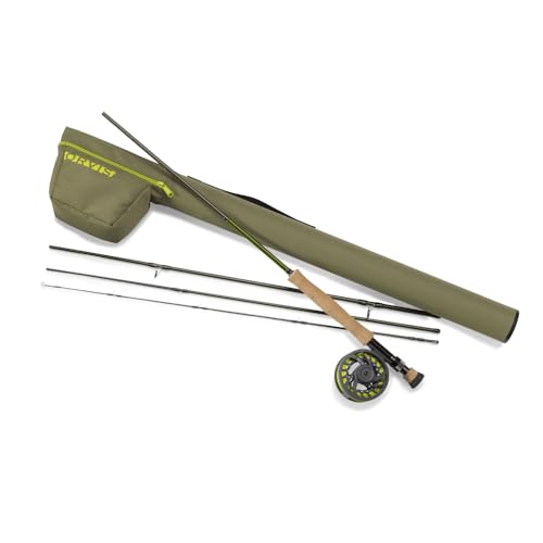 Orvis Encounter Fly Rod Outfit - 4Pc Fishing Rod and Reel Combo with Smooth Performance, Complete with Reel, Line, Backing, & Leader for Young Anglers, Olive - (8'6" 5-wt)