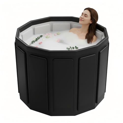 Portable Bathtub for Adult, Foldable Soaking Bathtub for Hot SPA&Ice Bath, Foldable Small Bathtub collapsible bathtub for Bathing, 6-layer Insulated portable tub,Space-Saving (black, 25.9X31.5 IN)