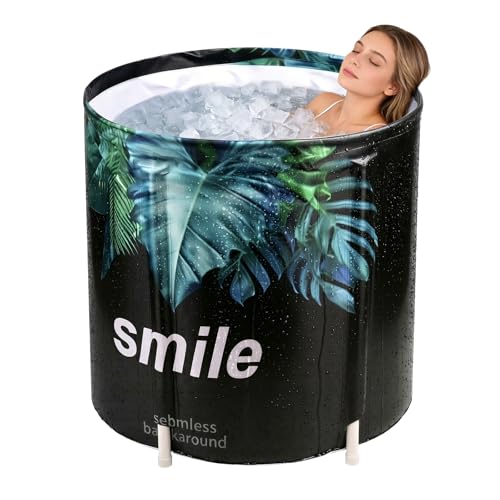 STARBRILLIANT Portable Foldable Bathtub, Collapsible Adult Travel Bath Tub for Camping, Home & Spa, Space-Saving Storage, Durable PVC Material (Leaf, 27inch)