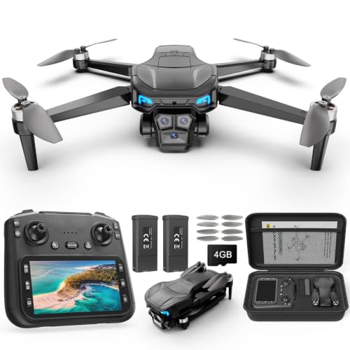 Drone with Camera for Adults 4K, GPS Drone with 4.5" Screen Controller, Brushless Motor, GPS Auto Return, Foldable RC Quadcopter with 60 Min Flight Time, Under 249g, Beginner Gift