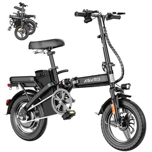 RPINT Foldable Electric Bike for Adults and Teens, 740W Peak Motor Ebike with 48V 10AH Removable Battery, 30-35 Miles PAS Range, 14" Folding Mini E-Bike, 20MPH Electric Bicycle for Daily Commuting