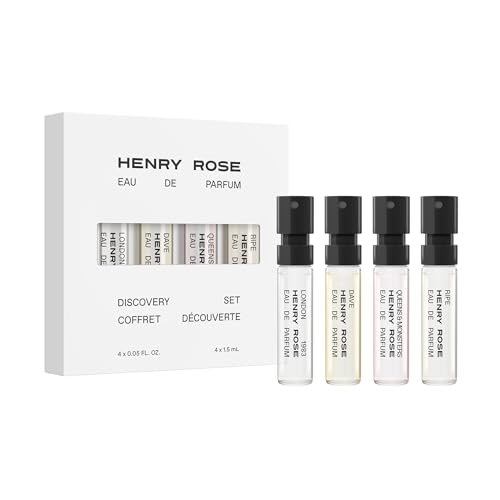 Henry Rose Best Sellers Discovery Set - Mini Unisex Fragrance Sampler with Vanilla, Floral & Woody Scents - Travel Size Perfume Gift Set (4 ct)