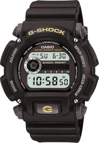Casio DW9052 Series | Men’s Digital Watch | G-SHOCK | Black/Black | 1/100 SEC Stop Watch | Countdown Timer | LED Light | 200M WR | Shock Resistant | Multi Alarm | Auto Calendar | Dual Time | 2 Yr Batt