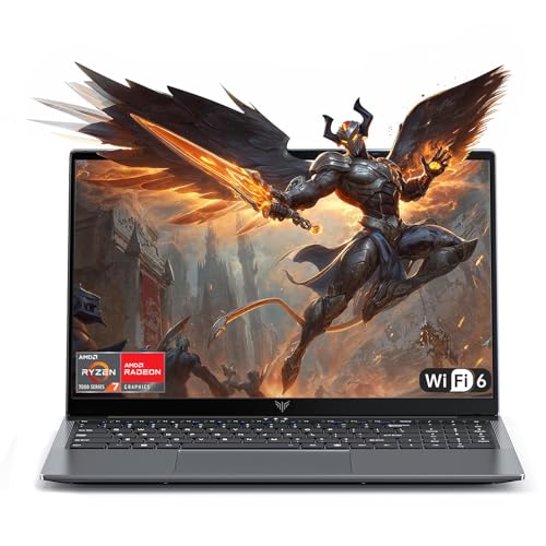 KAIGERR Gaming Laptop, 24GB DDR5 512GB NVMe SSD Laptop Computer with AMD Ryzen 7 H255(8C/16T, Up to 4.9GHz), 16.0 inch Windows 11 Laptop, Radeon RX Vega 8 Graphics,WiFi 6, Backlit KB