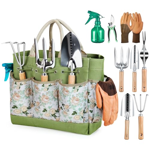 Grenebo Gardening Tools 9-Piece Heavy Duty Garden Hand Tools
