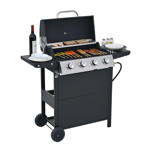 Endark 4-burner | 34,000 BTU all-purpose cast iron bbq grill | Perfect for outdoor cooking, garden, poolside, tailgating and hiking | great for roasting, searing, kebabs