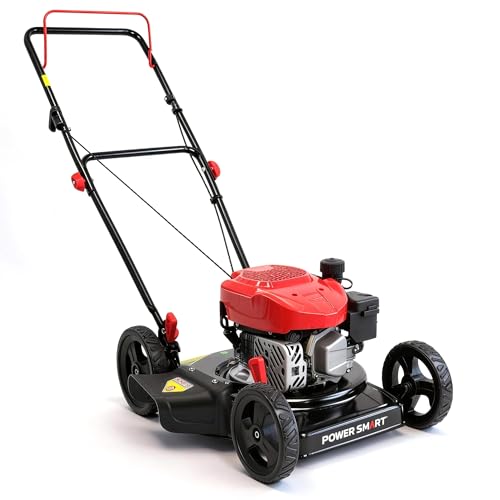 PowerSmart 18-Inch Gas Lawn Mower, 144cc 4-Cycle OHV Engine, Push Mower with Side Discharge, 5 Cutting Heights