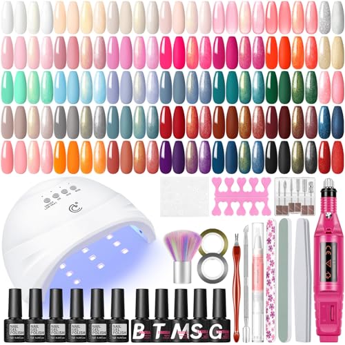 COSCELIA 53pcs Gel Nail Polish Kit with U V light Drill 35 Color Gel Polish