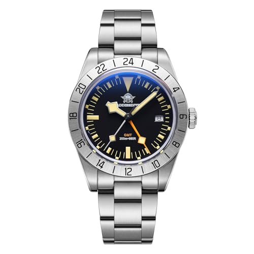 ADDIESDIVE Men's Watches GMT Watch Quartz, Dual Time, Quickset Date with Screw Down Crown