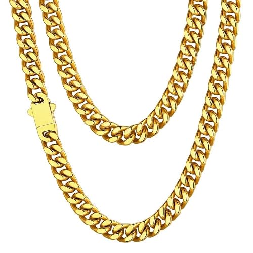 ChainsHouse Gold Cuban Link Chain Necklace for Men, 7mm, 22"