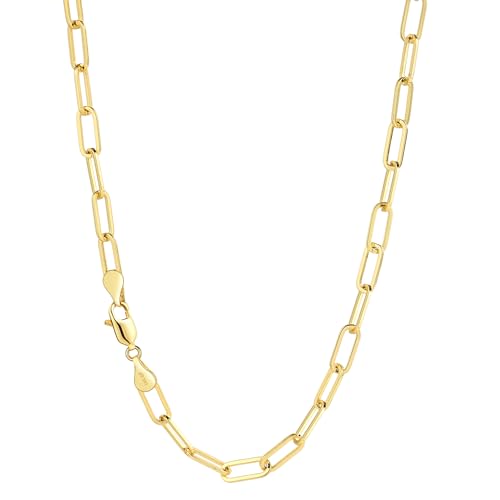 NOKMIT 14K Gold Filled 4mm Paperclip Necklace for Women Men 18 Inches