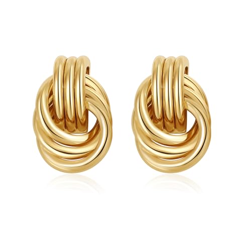 SHERLOVE Chunky Gold Earrings Women Statement Drop Dangle Knot Earrings