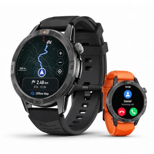 AGM Legion Pro Smart Watch, Offline Map, AMOLED GPS Tactical Watch 2 Straps