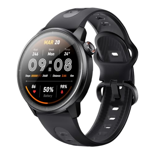 mibro AeroPace GPS Running Smartwatch with Running Plan, Lightweight, 44mm | Ultralight 32g, Upgrade Mibro Coach, 1.32" AMOLED, Dual Band GPS, Offline Maps, 8 Day Battery, 5ATM, Two Traps, Black