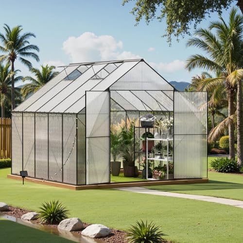 Green House for Outside, Greenhouse for Outdoor, Walk-in Garden Greenhouses, Heavy Duty Polycarbonate Greenhouse, Backyard Green Houses