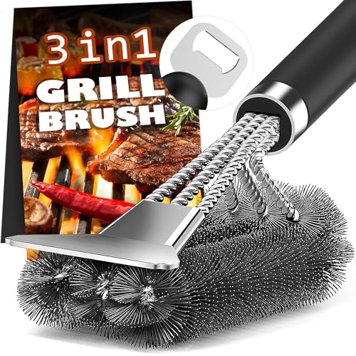 Grill Brush and Scraper-18 Adjustable Handle Safe BBQ Grill Brush