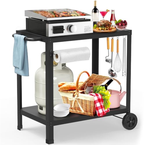 Yozoia Outdoor Grill Table for Blackstone Griddle, Grill Cart with Wheels