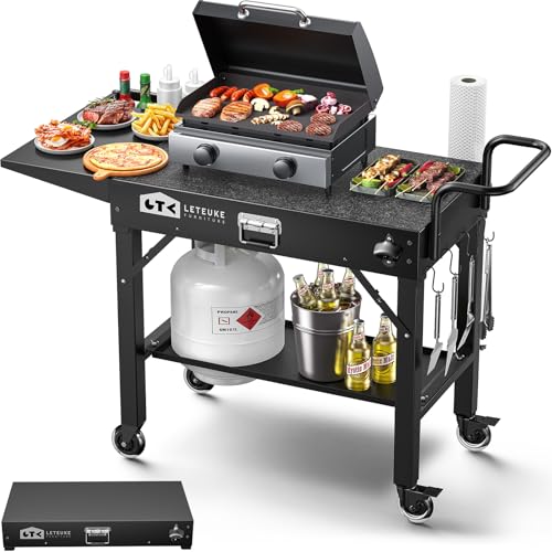Leteuke Grill Cart for Blackstone Griddle, Portable Outdoor Grill Table