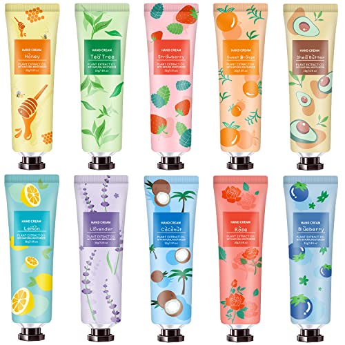 10 Pack Hand Cream for Dry Cracked Hands,Gifts for Women,Bridesmaid Gifts,Teacher Appreciation Gifts,Birthday Gifts for Women,Teen,Natural Plant Fragrance Mini Hand Lotion Moisturizing Hand Care Cream