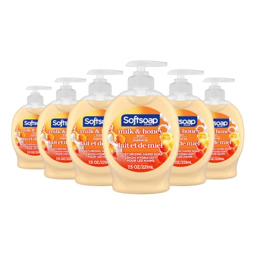 Softsoap Moisturizing Liquid Hand Soap, Milk and Honey, 7.5 Fluid Ounce, Pack of 6 (Package may vary)