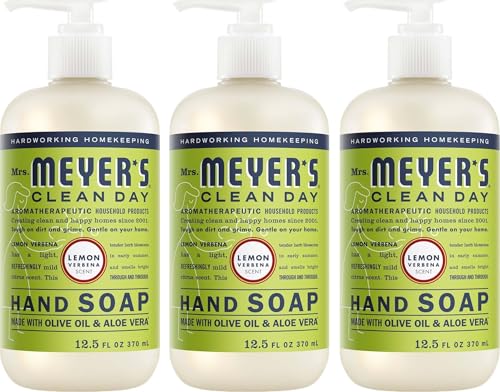 MRS. MEYER'S CLEAN DAY Hand Soap, Lemon Verbena Scent, 12.5 Fl Oz Bottle - 3 Pack