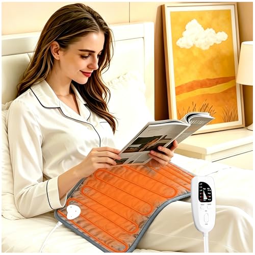 Electric Heating pad with 6 Heat Settings, Auto Shut Off, Dry Electric Heating for Back Neck Knee Arms Legs Shoulder Heat Pads for Christmas Birthday Father Mother's Day 24"X12", Gray Green