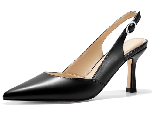 Rilista Women's Kitten Heels Pumps Pointed Closed Toe Wedding Party Dress Slingback Pump Shoes