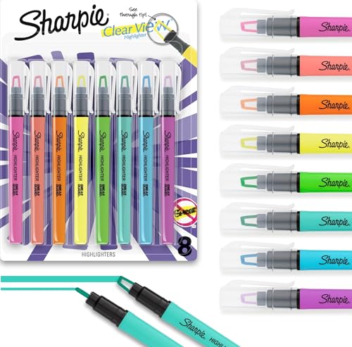 Sharpie Clear View Highlighter Sticks, Chisel Tip Highlighter Market Set, 8-Pack