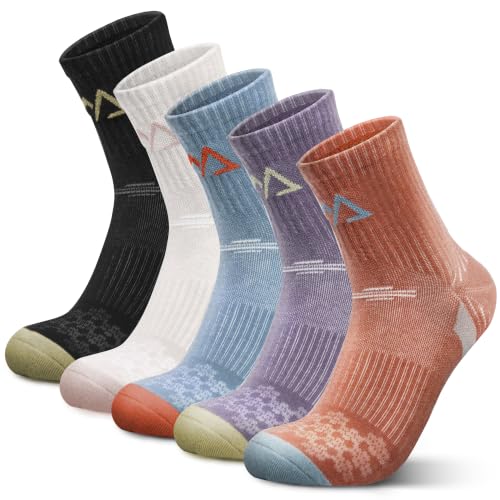 innotree Merino Wool Hiking Socks for Women Quarter Ankle Socks Thermal Warm Cushion Moisture Wicking Socks 5 Pairs,Medium