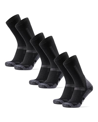 DANISH ENDURANCE Hiking Socks, Merino Wool, 3 & 5-Pack, Black/Grey, Large