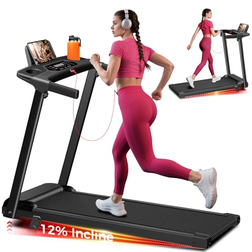 Aiteid Treadmill with Incline,3.0HP Small Treadmills for Home,Portable Electric Treadmill with Handles,Lightweight Walking Pad,Compact Running Treadmills,Walking Pad with Handle,300LBS Capacity(Black)