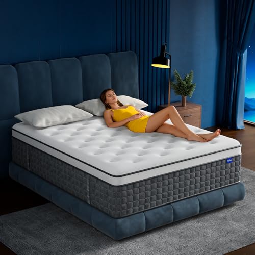 Queen Mattress, 12" Medium Firm Hybrid Mattresses, Mattress Queen Size in a Box with Individual Pocket Springs for Motion Isolation &Pressure Relief,CertiPUR-US &OEKO-TEX Certified,365 Nights Trial