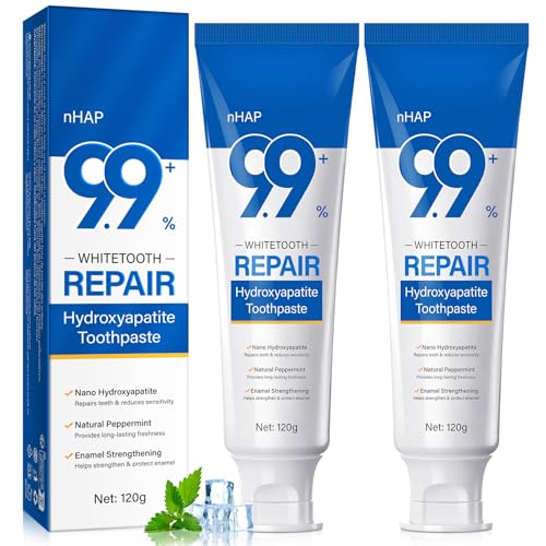 9.9% Nano Hydroxyapatite Toothpaste - 2 Pack, Protects Enamel and Strengthens Teeth, Cleans and Cares for Oral Health, Freshens Breath, Non-Irritating, Natural and Safe, 8.46 Oz