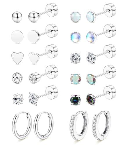 Hypoallergenic Flat Back Earrings for Sensitive Ears Women,Stud Earrings