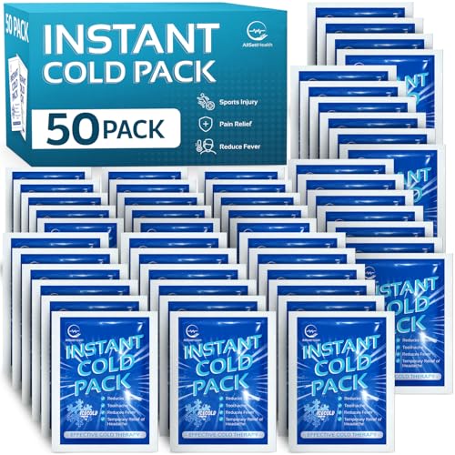 50 Pack Instant Ice Packs for Injuries, Disposable First Aid Cold Packs