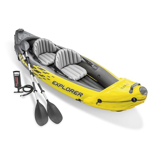 Intex 2-Person Inflatable Kayak Set w/ Pump, Aluminum Oars, Adjustable Seats, Explorer K2