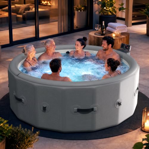 Inflatable Hot Tub 6 Person, Portable Massage Family Spa with App Control