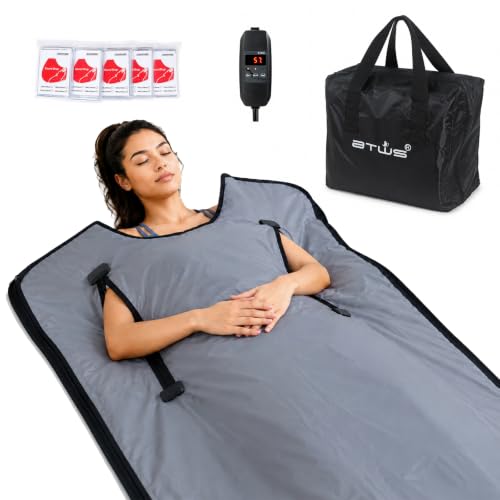 BTWS Infrared Sauna Blanket for Detox & Relaxation, 71"x31" Low EMF Portable Blanket with Silicone Fiber Heating, Waterproof Soft Oxford Cloth for Home Spa