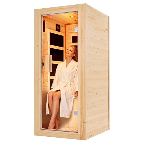Albott 1 Person Infrared Sauna, Infrared Sauna for Home & Gym, Low EMF 110V