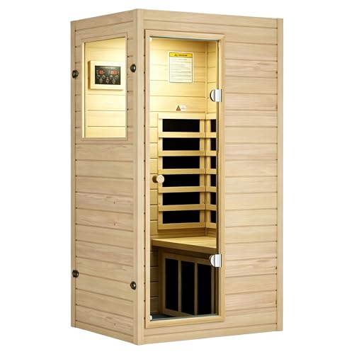 Kanlanth 1 Person Sauna, Low EMF Far Infrared Indoor Dry Sauna Room, 905W