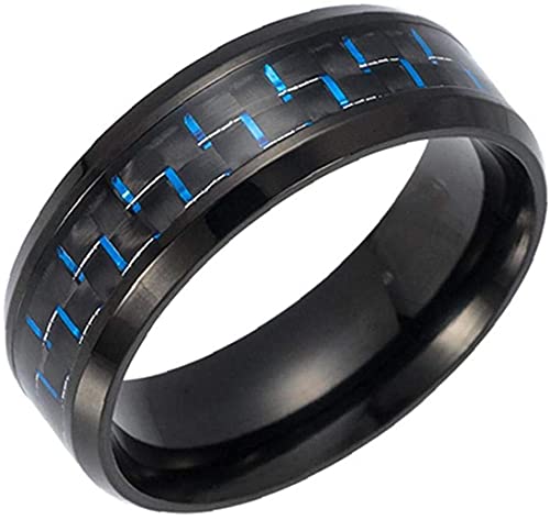 Men's Brushed Titanium Ring Fashion Ring Covered With Carbon Fiber Inlay Carbon Fiber Ring Dia. 21.5mm 1Pc Blue Useful and Deft