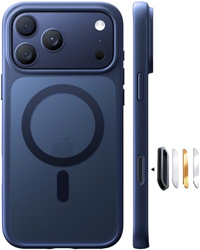 TORRAS Stronger Magnetic & Shockproof for iPhone 17 Pro Max Case, Fit for MagSafe, Mil-Grade Drop Protection, Camera Control, DIY Button, Slim for iPhone 17 Pro Max Phone Case Translucent Deep Blue