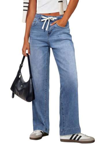 Sidefeel Womens Jeans Straight Leg Denim Pants Light Blue Size 14