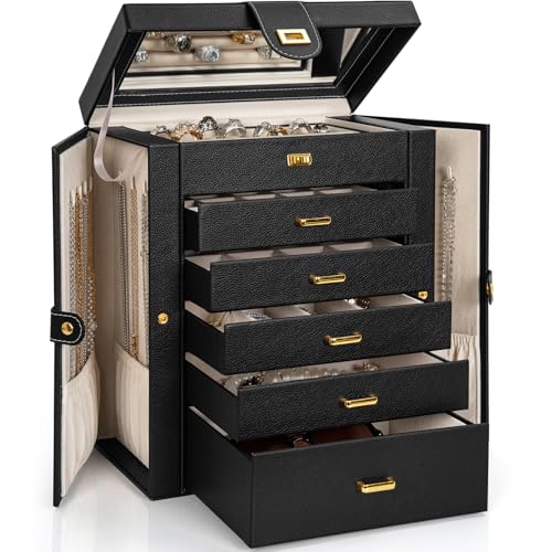 AKOZLIN 6-Tier Jewelry Box Organizer 5 Drawers Jewelry Storage Case