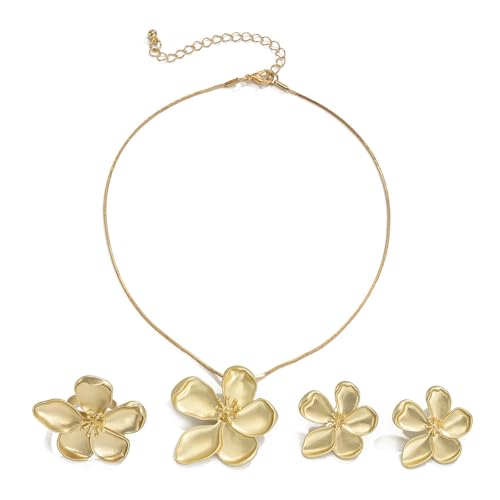 Ginkgo Biloba Leaf Tassel Earrings Necklace Set,Boho Y Pendant Necklaces Dainty Ginkgo Biloba Leaf Earring Floral Statement Necklace Large Plant Leaves Flower Choker Earrings Summer Jewelry for Women (Gold2)